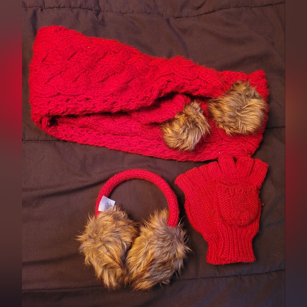 Red furry winter set